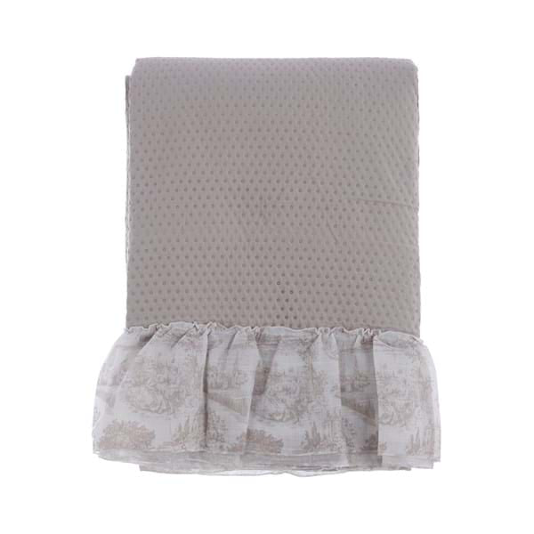 Trapunta matrimoniale con gala serie Toile de Jouy 250x250 - Blanc Maricló