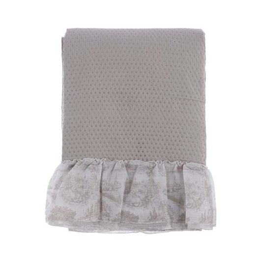 Trapunta matrimoniale con gala serie Toile de Jouy 250x250 - Blanc Maricló
