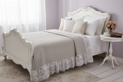 Trapunta matrimoniale con gala serie Toile de Jouy 250x250 - Blanc Maricló