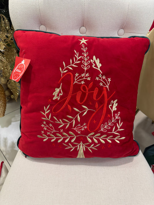 Cuscino con scritta ‘Joy’ e albero 47x47 - Clodette