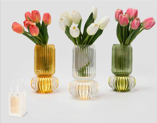 Vaso lampada Led in vetro assortito D10,5xH19