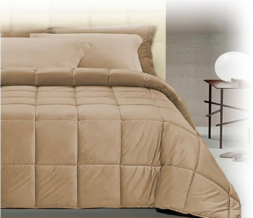 Trapunta matrimoniale ‘Quadro’ in velluto avorio 260x260 - Clodette