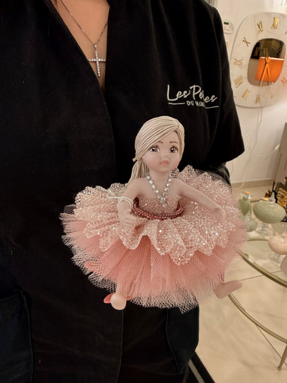 MBambola in tulle piccola rosa D10xH10