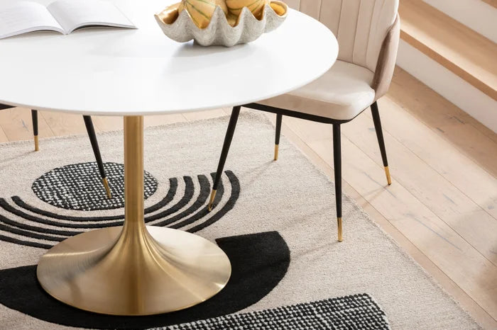 Tavolo tondo piano bianco e piede in ottone D120 - Kare design