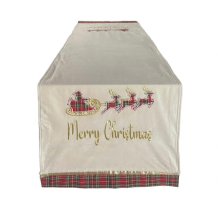 Runner natalizio con slitta e scritta merry christmas 140x47 - Clodette