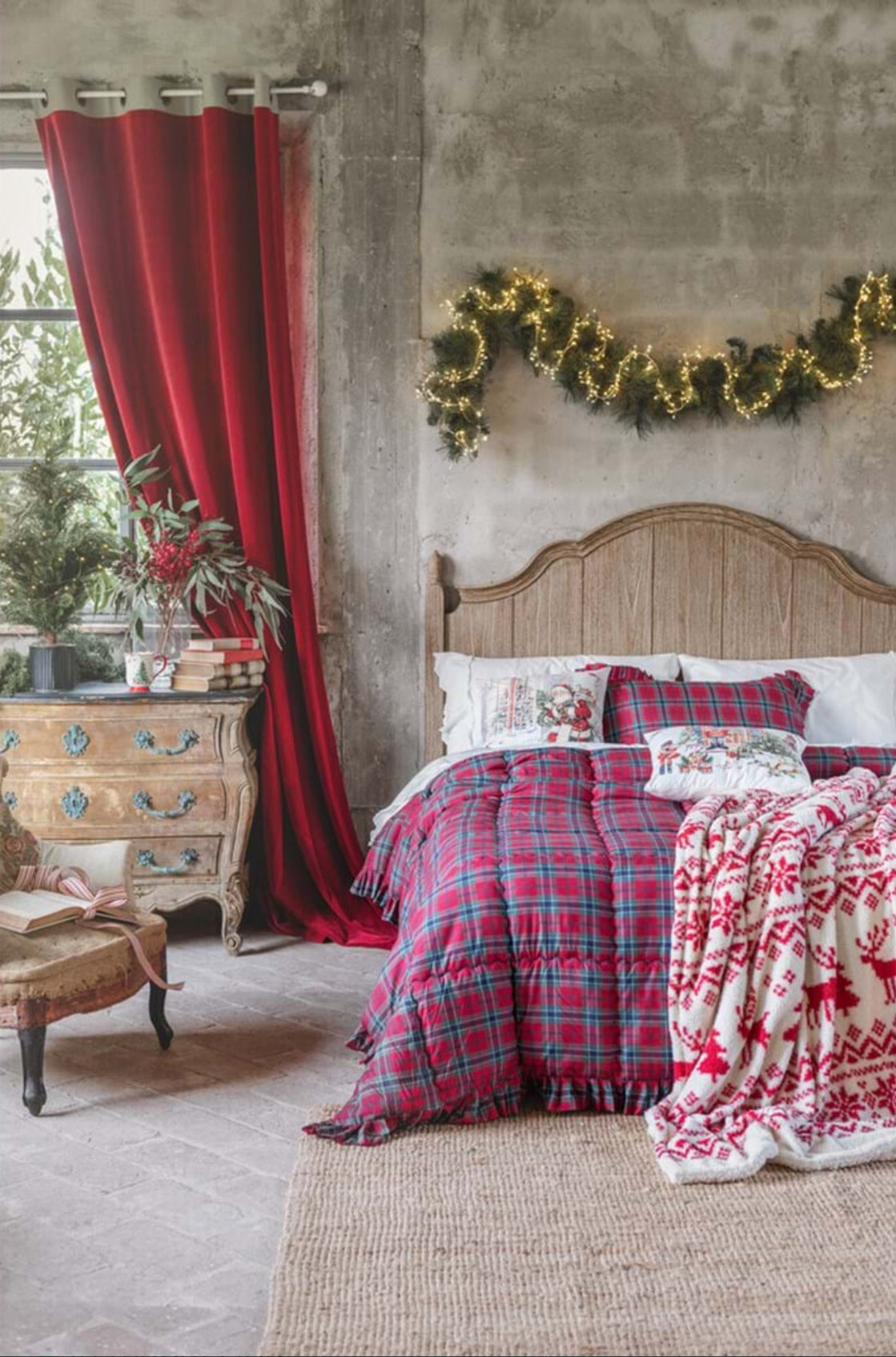 Coperta matrimoniale in tartan con galletta 260x260 - Blanc Maricló