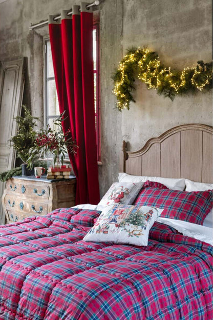 Coperta matrimoniale in tartan con galletta 260x260 - Blanc Maricló