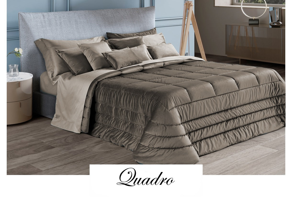 Trapunta matrimoniale in velluto 260x260 Tortora - Clodette