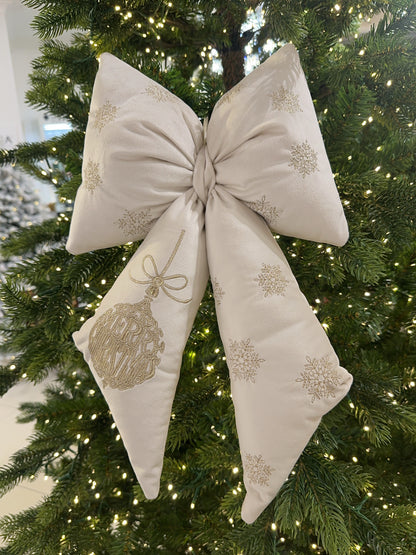 Fiocco con ricamo sfera e scritta ‘Merry christmas’ 37x25 - Clodette