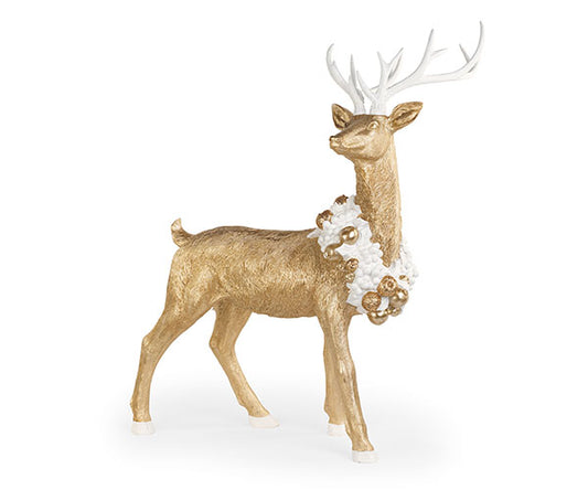 Renna in resina bianca e oro H96 - Cartai Bassanesi
