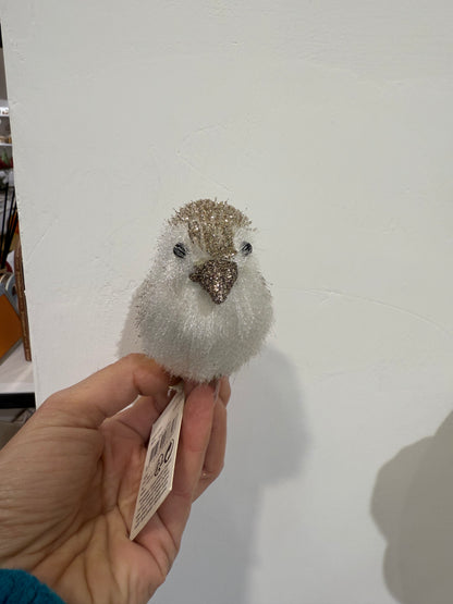 Uccello glitter silver con pinza 9cm - Decoris