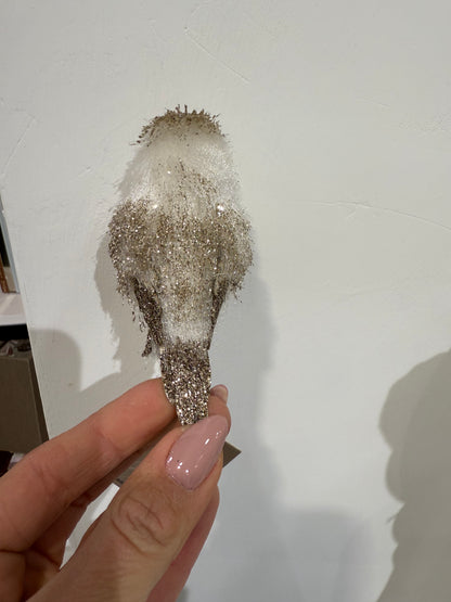 Uccello glitter silver con pinza 9cm - Decoris