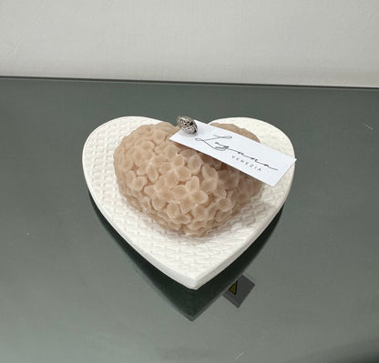 Candela a forma di cuore con piatto a forma di cuore -Laguna Venezia