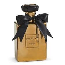 Vaso bottiglia a forma di profumo oro con fiocco nero - Ad emozioni