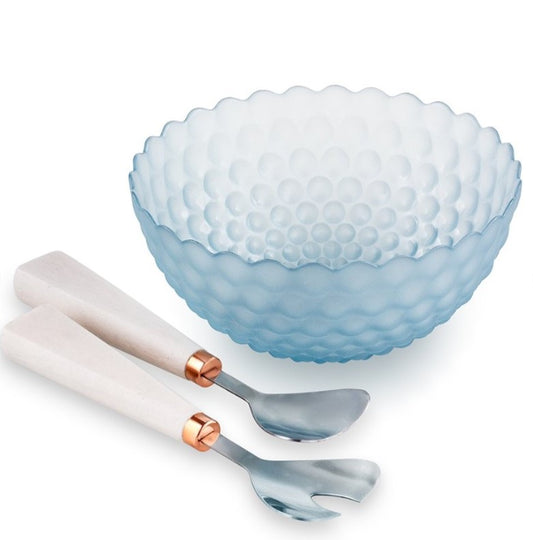 Insalatiera in vetro + 2 posate Linea Bubble - Madrhèlen