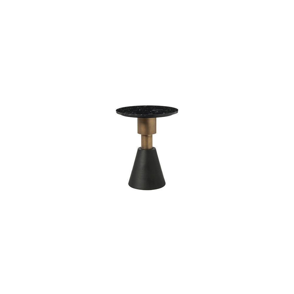 Tavolino tondo con piano marmo nero D40 H51 - L'arte di nacchi