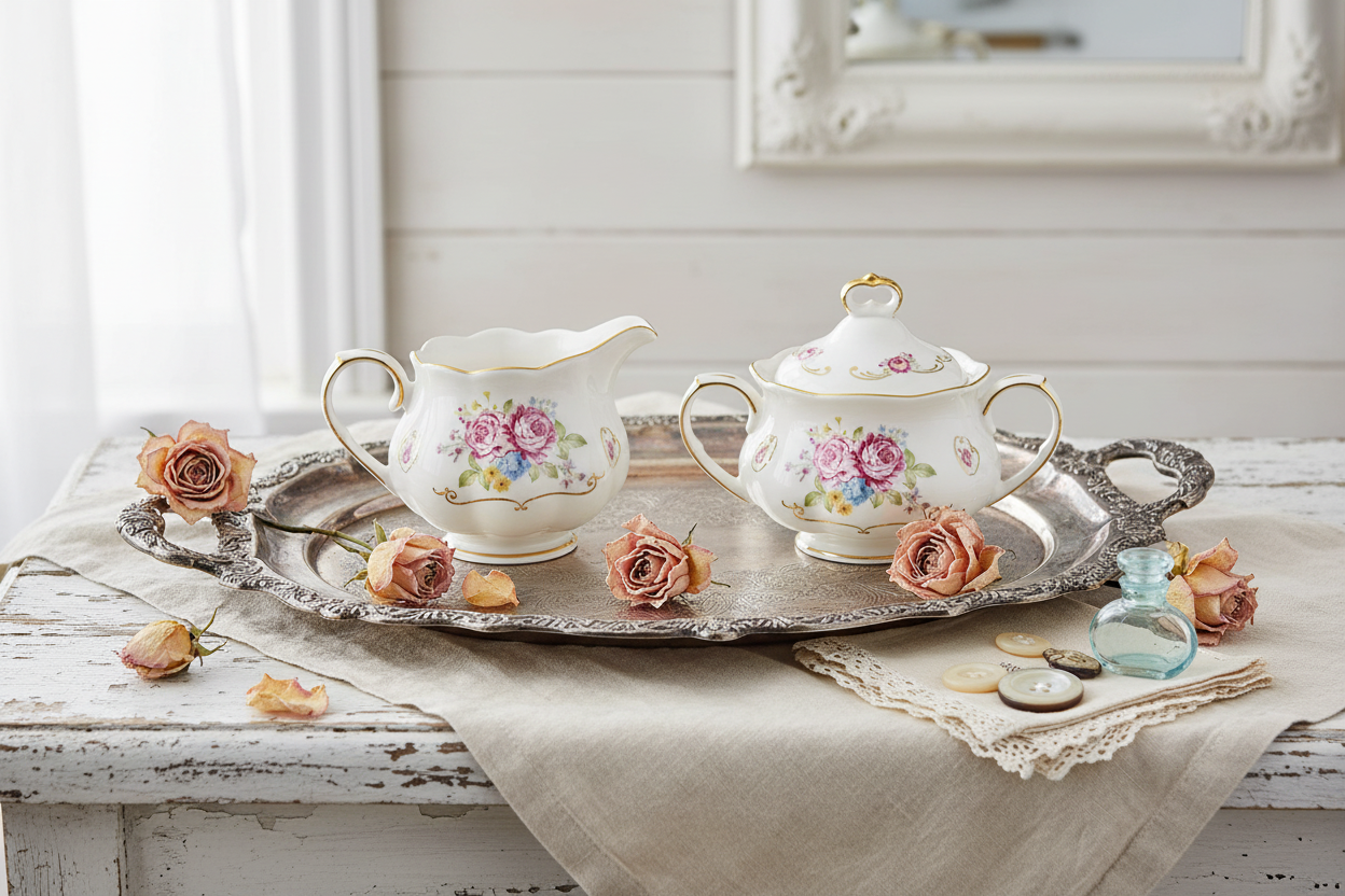 SET LATTIERA E ZUCCHERIERA IN PORCELLANA collezione 'HERITAGE'- EASY LIFE