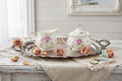 SET LATTIERA E ZUCCHERIERA IN PORCELLANA collezione 'HERITAGE'- EASY LIFE