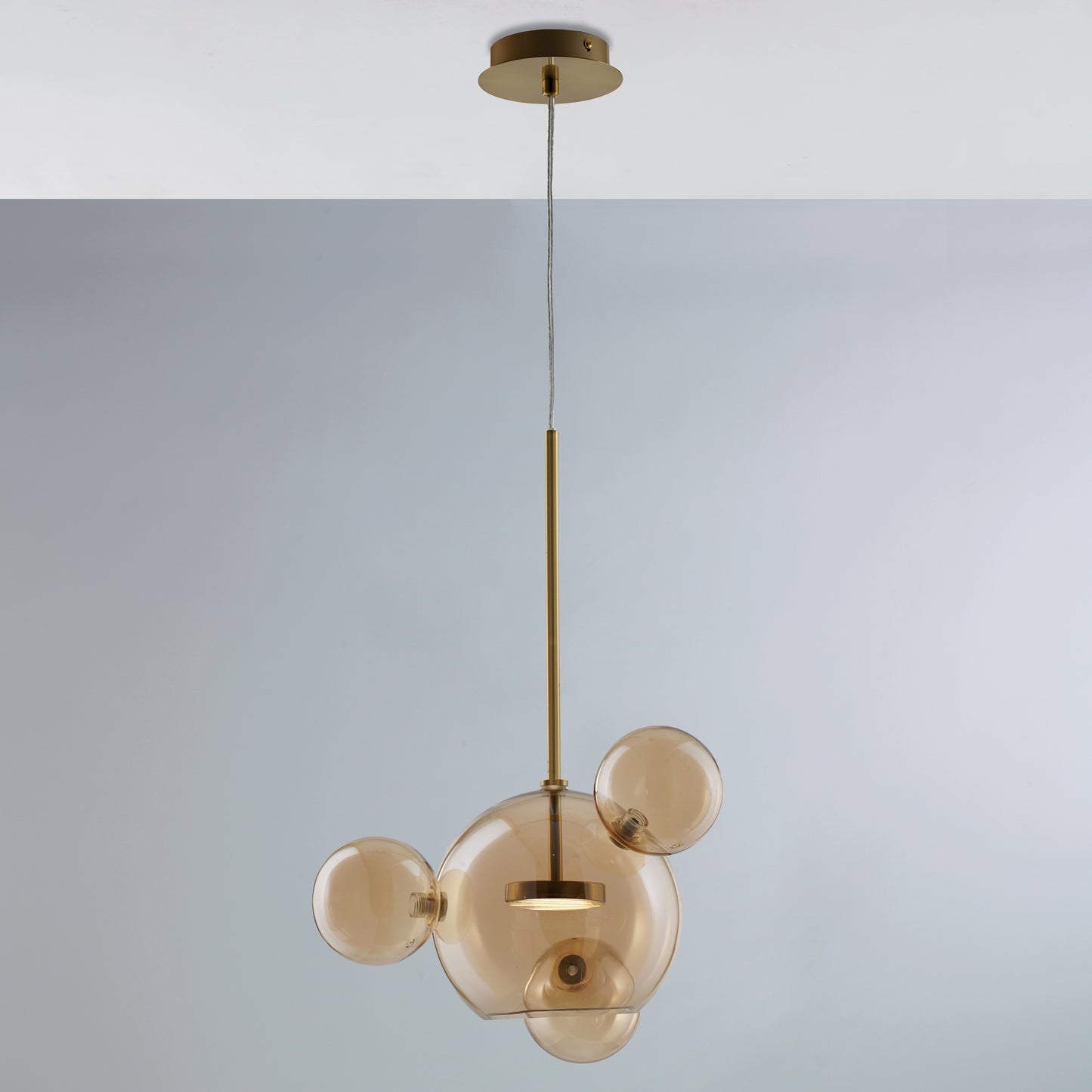 Sospensione a 1 luce 'Space' in vetro ambra - Leo Lux