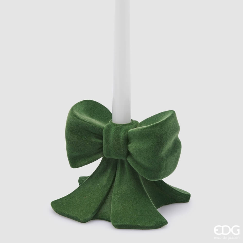 Portacandela a fiocco verde velluto L13 H11 - EDG