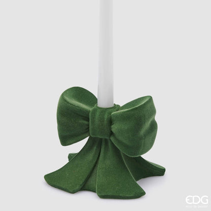 Portacandela a fiocco verde velluto L13 H11 - EDG