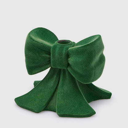 Portacandela a fiocco verde velluto L13 H11 - EDG