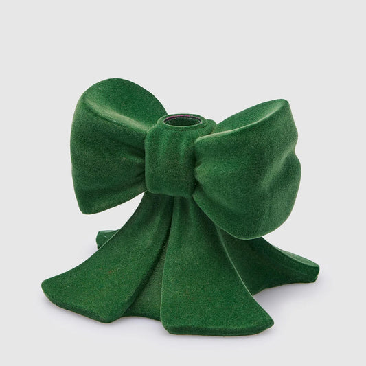 Portacandela a fiocco verde velluto L13 H11 - EDG