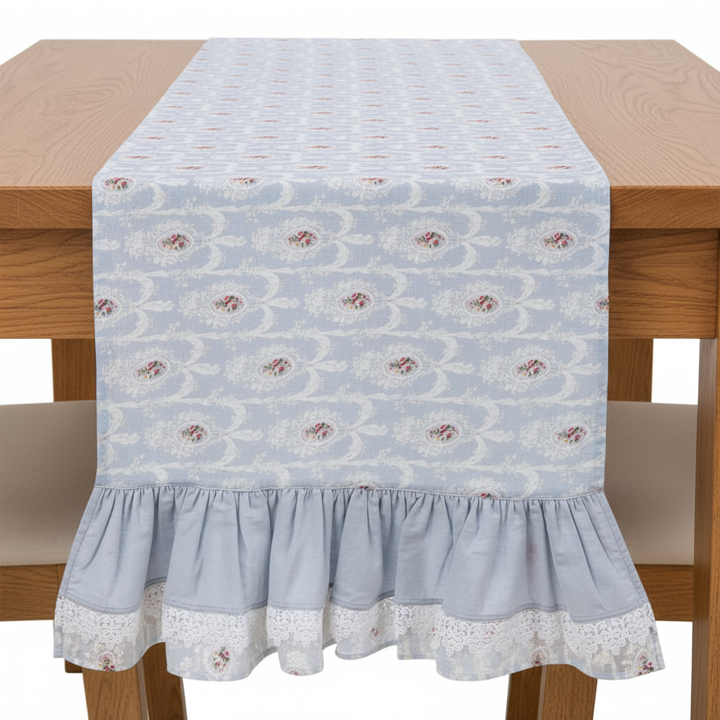 Runner con pizzo sangallo serie ‘Sorpresa Barocca’ 50x150 - Blanc Maricló