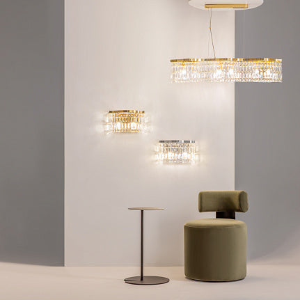 Lampadario a sospensione rettangolare 'Dune' in oro lucido L93,50XP12xH14
