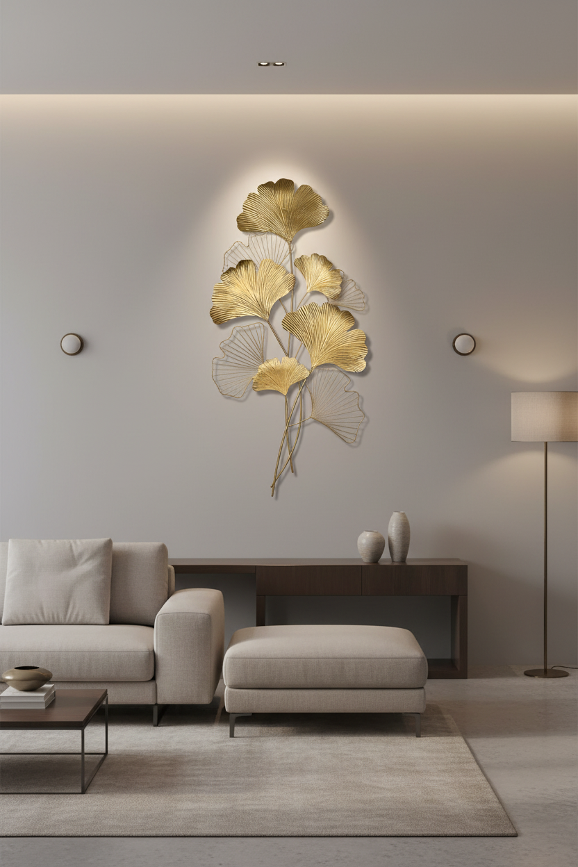 L'arte di nacchi - Pannello decorativo foglie oro  L55 H110