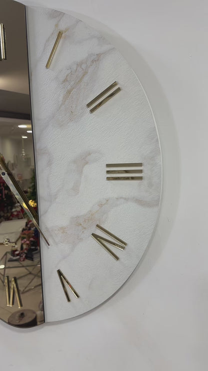 Orologio effetto marmo con specchio bronzo D80 - Brindicci