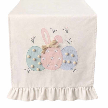 Runner con ricamo Pom Pom Panna 170x45 - Clodette