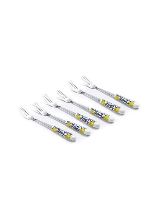SET 6 FORCHETTINE CON MANICO IN PORCELLANA "LINEA CAPRI" -MADRHÉLEN