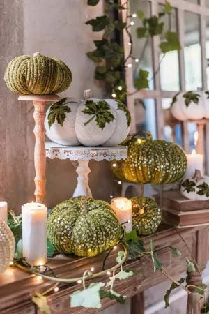 Decoro zucca in tessuto D24xH14 - Blanc Mariclò