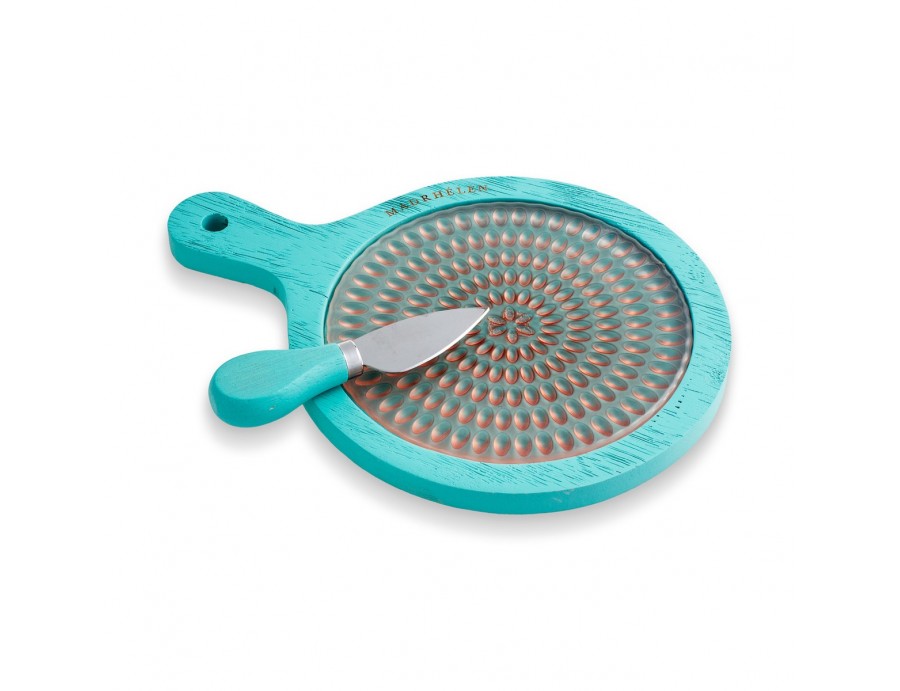 Tagliere c/coltello legno/vetro Linea Bubble - Madrhèlen