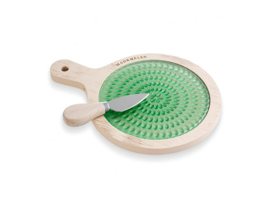 Tagliere c/coltello legno/vetro Linea Bubble - Madrhèlen