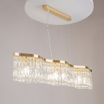 Lampadario a sospensione rettangolare 'Dune' in oro lucido L93,50XP12xH14