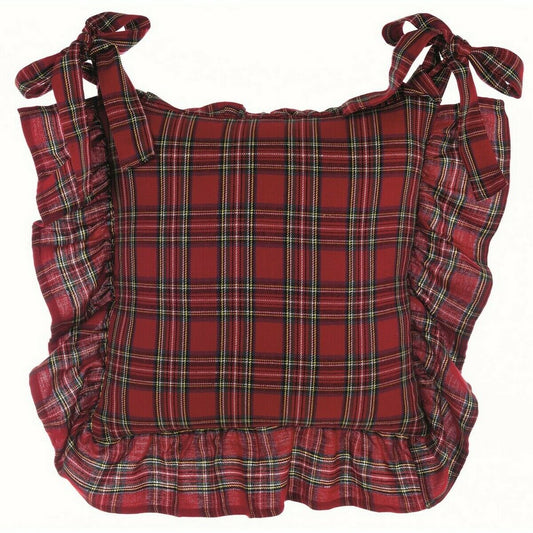 Blanc Mariclò - Copricuscino per sedia con gale serie Tartan shabby chic