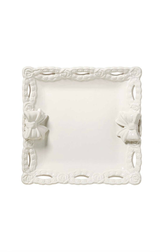 Svuotatasche quadrato in ceramica con fiocco - L’arte di nacchi