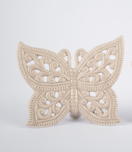 Farfalla grande traforata beige da poggio- Le Stelle